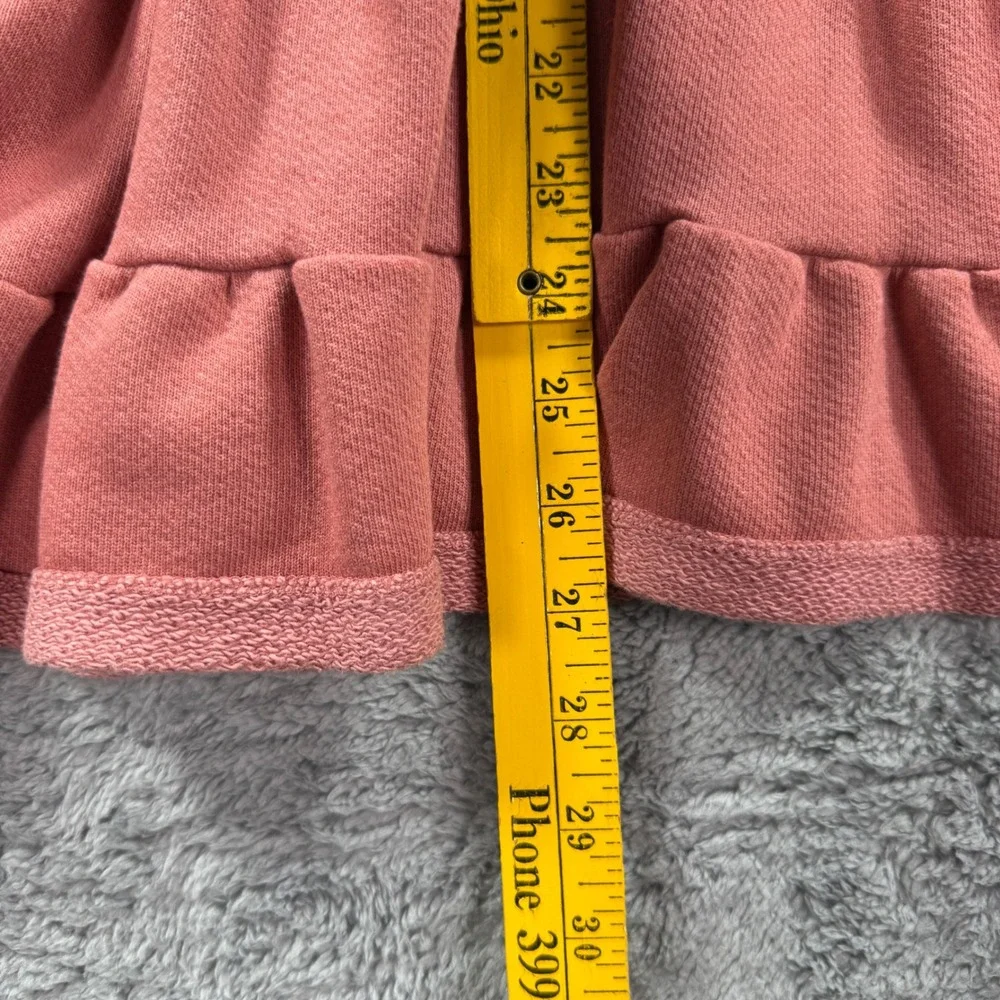 Anthropologie Tiered Ruffle Back Cardigan XS Rose Terracotta French Terry Wrap